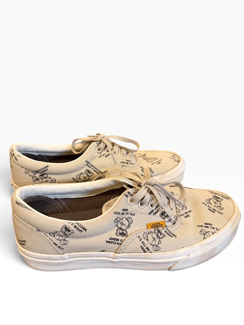 Vans Era World Code Teddy Bear Earth Day Sneakers Oatmeal Cream Unisex - Picture 2 of 11